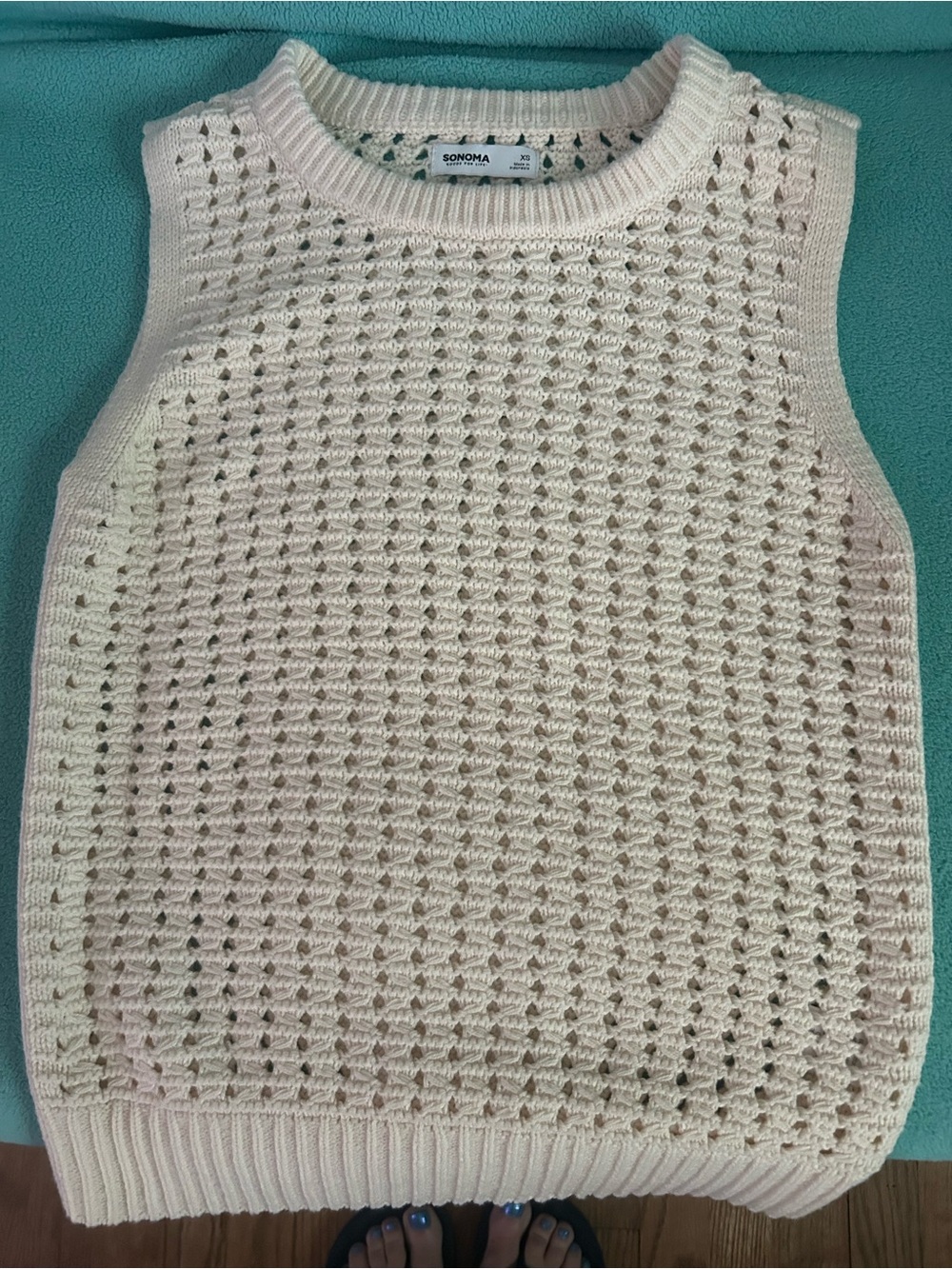 Sonoma Cream Open-Knit Sweater Vest